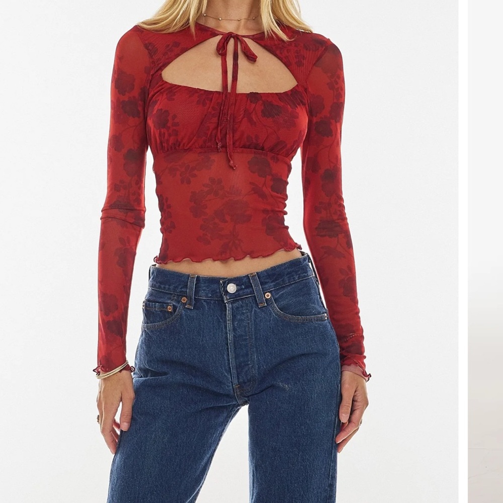 Shop RESA Red Floral Long Sleeve Women's Top